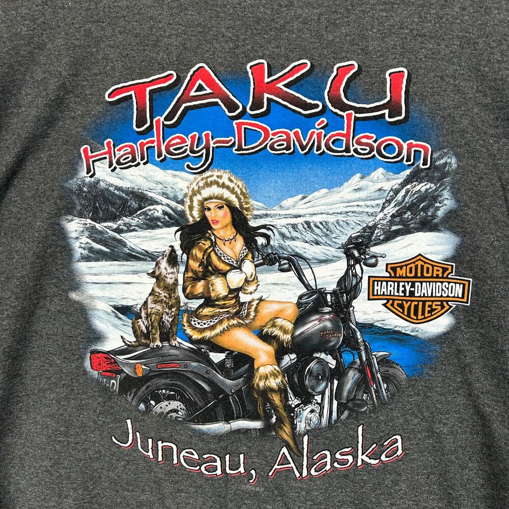 Harley-Davidson Taku Juneau AK Sexy Eskimo Woman Crew Short Sleeve Mens Size 2XL